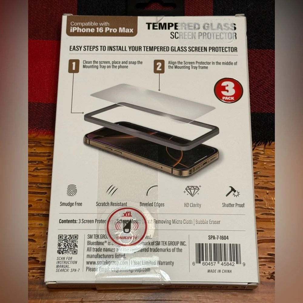NIB 3-Pack iPhone 16 Pro Max Tempered Glass Screen Protector Alignment Kit Inc